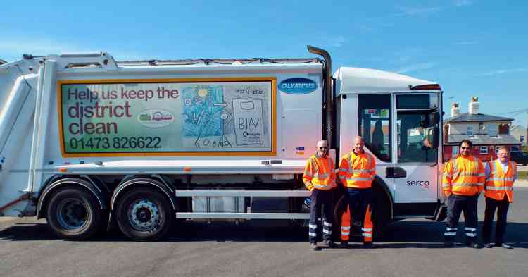 Serco bin crews while on their regular break by the Shotley Rose