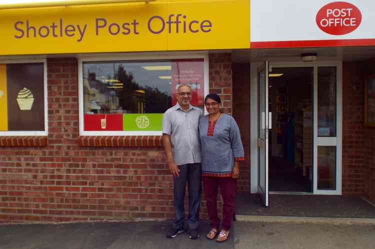 Mr and Mrs Patel at Shotley Post Office