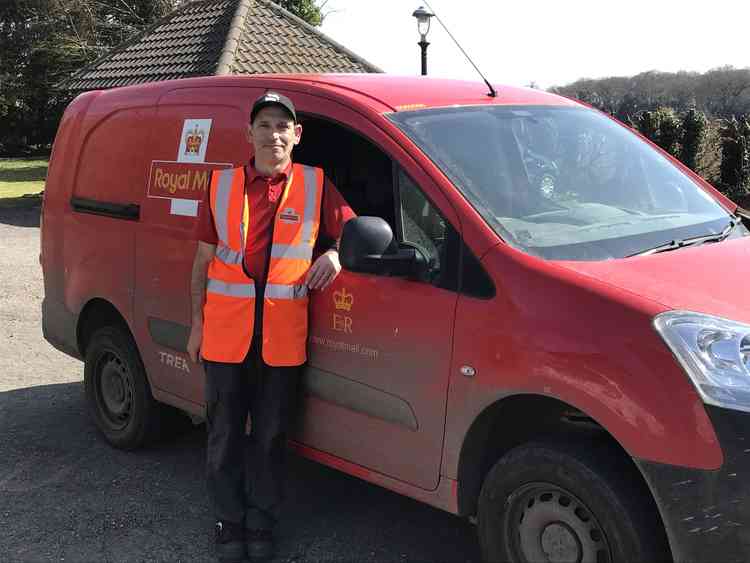 Pete the Postie on his Royal Mail route in Woolverstone