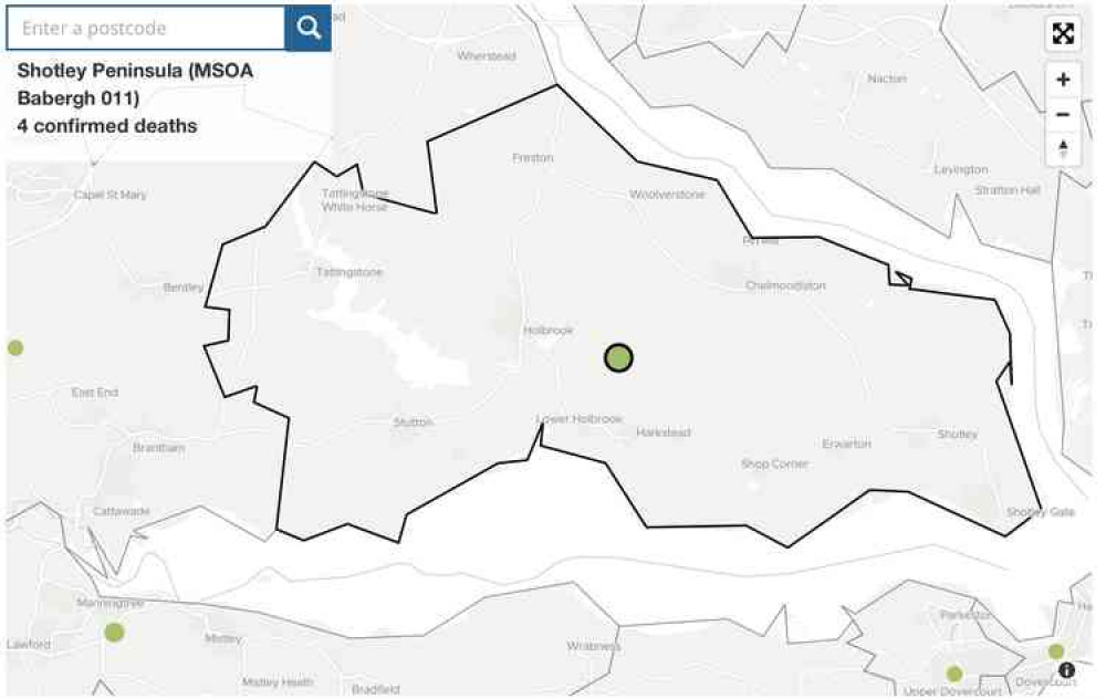 Interactive map showing Covid-19 deaths