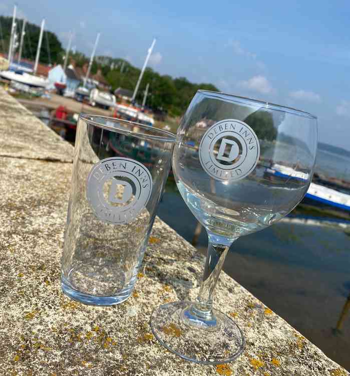 Branded glasses at Butt & Oyster