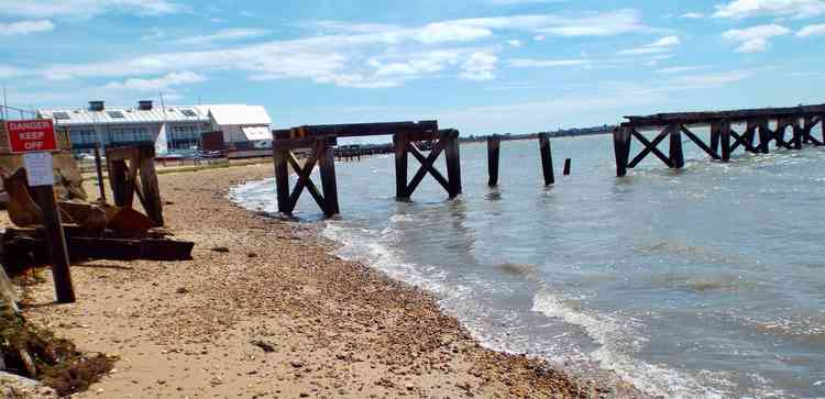 The pier is being stripped back