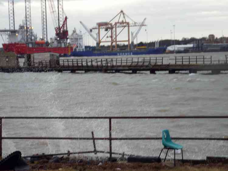 Pier at high tide before restoration