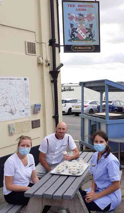 Shane handed out cakes to Bristol Arms customers and staff