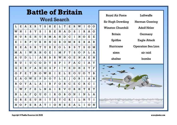 Battle of Britain word search
