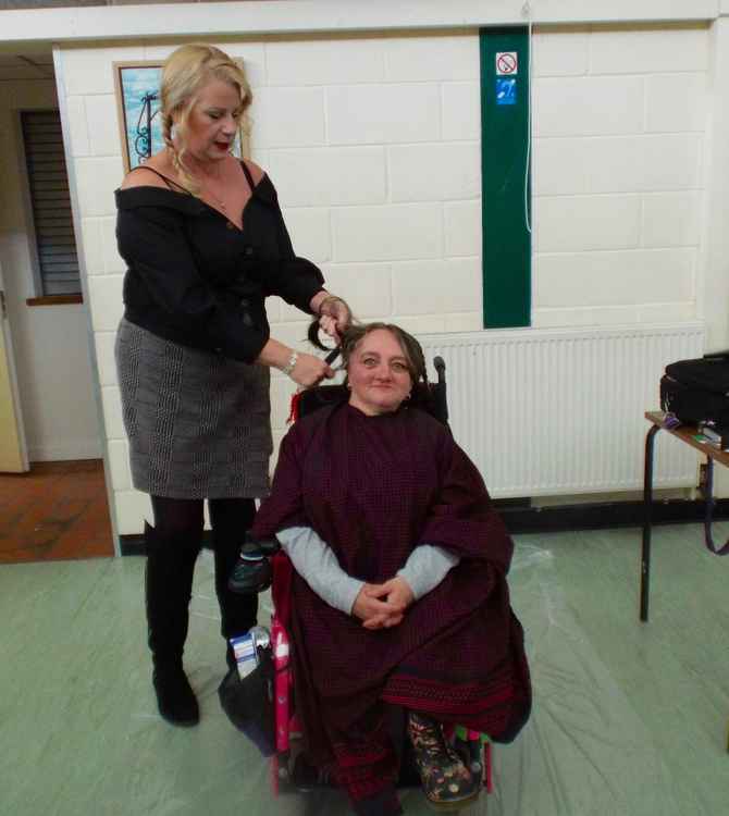 Owner Lorraine Page with Sharon Kennedy braving the shave  (Picture: Nub News)