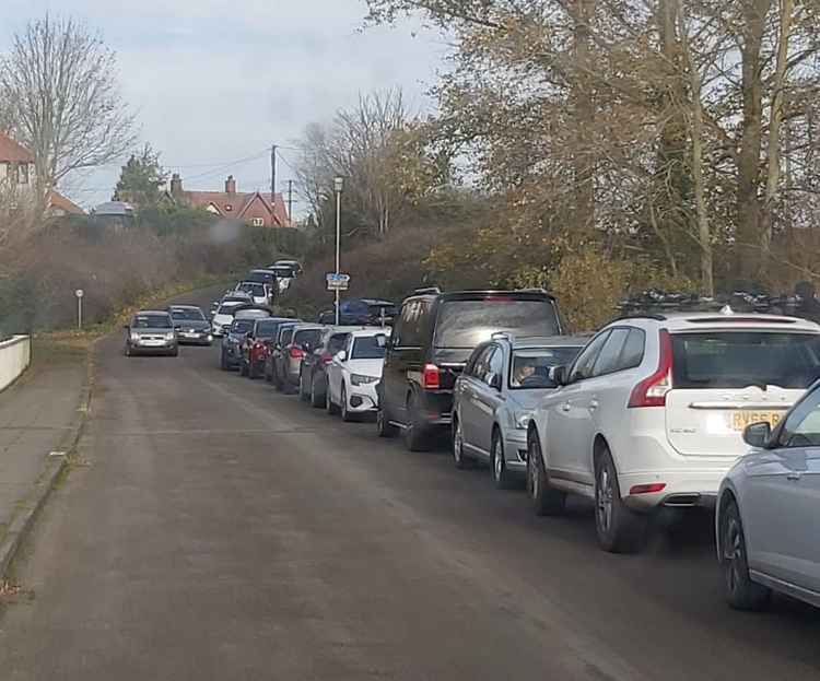 Illegally parked cars in Tattingstone