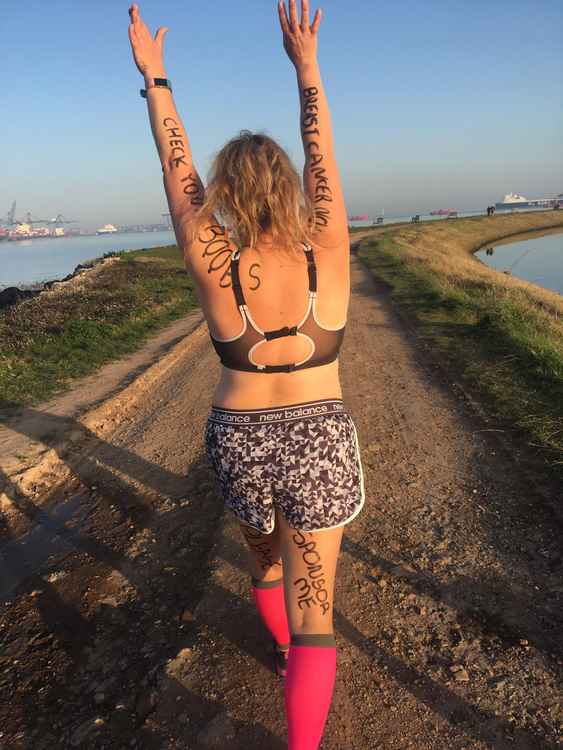 Hazel nips out to discreetly run in her bra for charity (Picture credit: James Ackland)