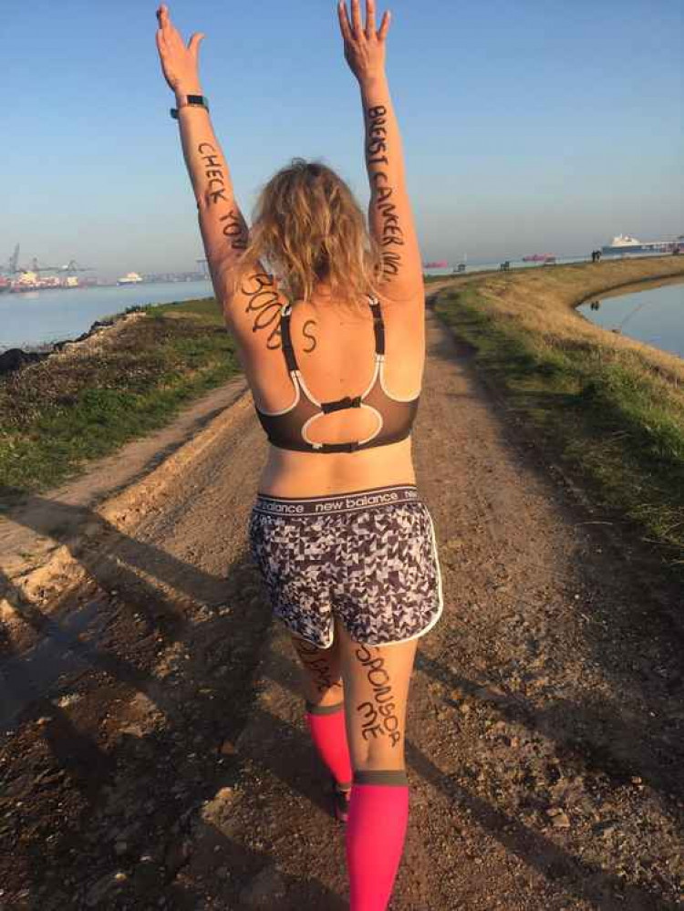 Hazel nips out to discreetly run in her bra for charity (Picture credit: James Ackland)