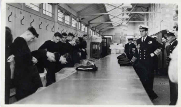 HRH Prince Philip meeting recruits at HMS Ganges on the Shotley peninsula