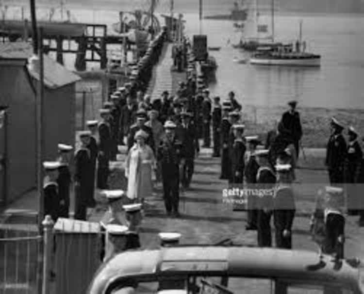 Queen Elizabeth II on Admiralty Pier as she visit's Shotley's HMS Ganges