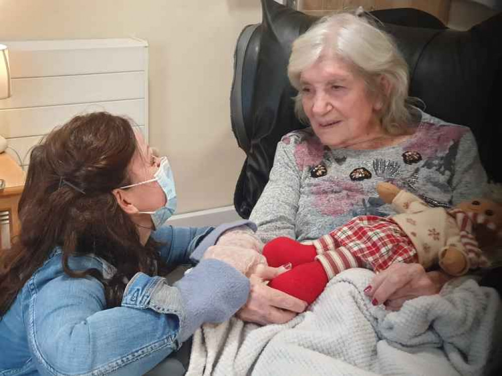 Ruthie caring for her mum Gloria at Spring Lodge