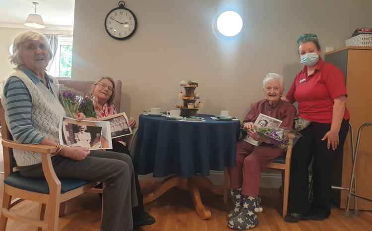 Left to right: Kathleen, Margaret, Daphne and activities coordinator Aimee Davey