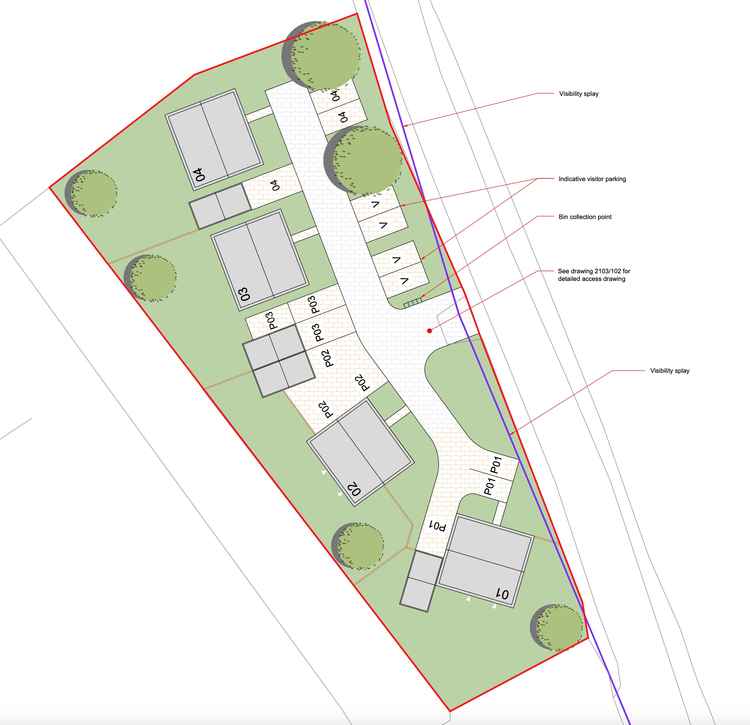 Proposed layout for new homes and parking