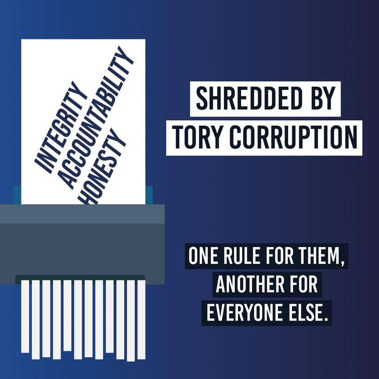 Amesbury posted this image to Twitter with the #ToryCorruption.