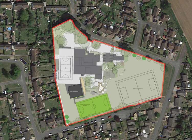 Proposed layout for primary school expansion (Credit: Google Earth)