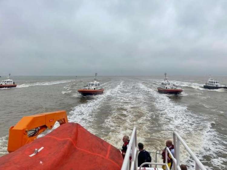 Harwich RNLI showing respect on Saturday afternoon (Photo credit: Harwich Lifeboat Operations Manager Peter Bull)