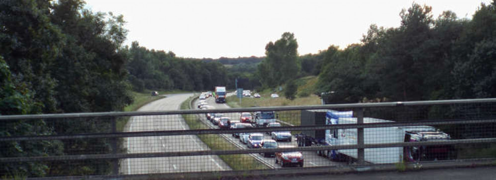 A14 traffic was at standstill after lorry and motorcyclist collision