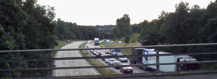 A14 traffic was at standstill after lorry and motorcyclist collision