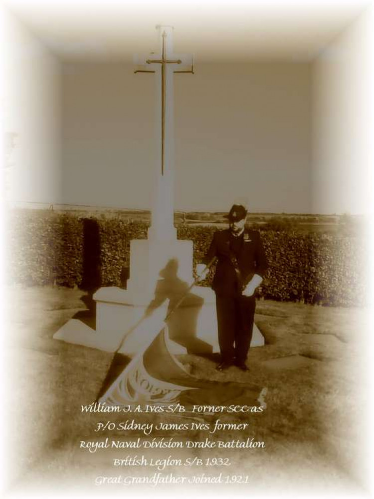 RBL standard bearer William Ives paying tribute to his great grandfather