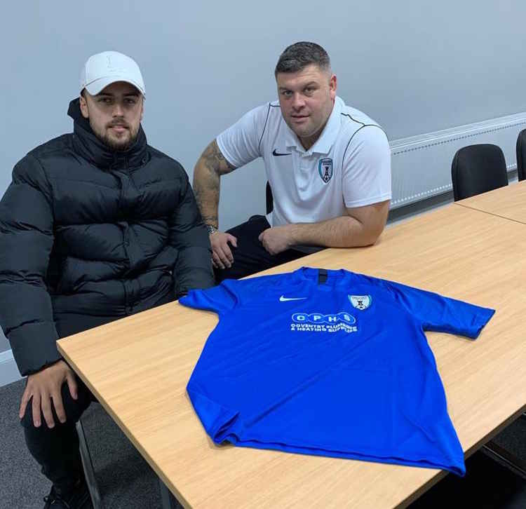 Sam Watts pictured here with Kenilworth Sporting's assistant manager Luke Hopkins