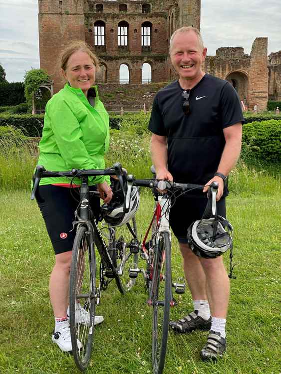 Andy and Jennie in front of the castle (Image by Alan Ainsworth)