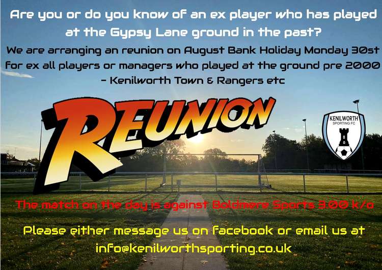 Former players are being invited to the bank holiday Monday fixture against Boldmere Sports