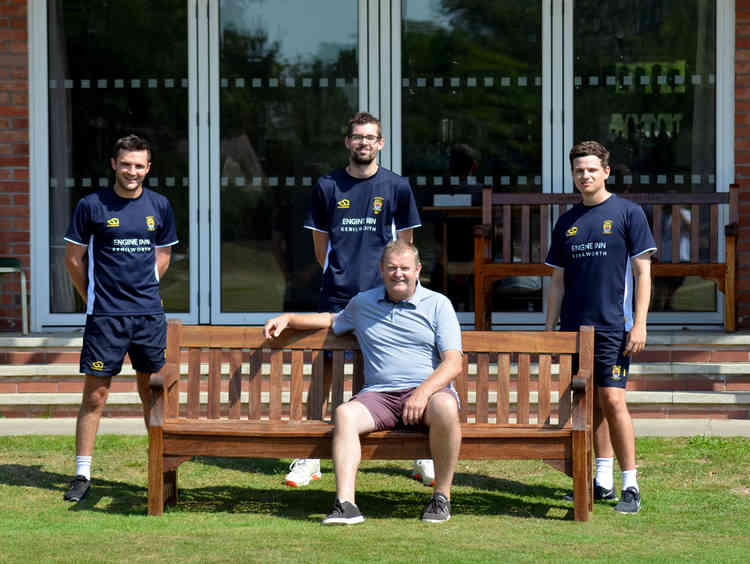 First team wearing their new training Kit with Ted