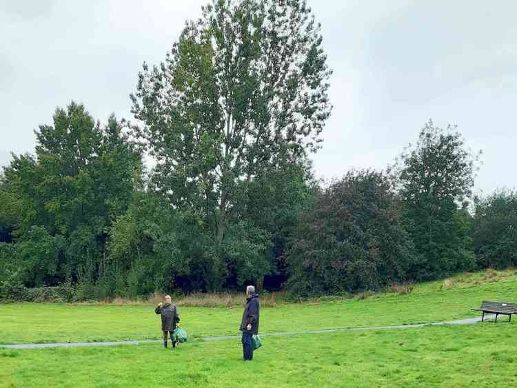 Volunteers take away bags of Himalayan Balsam