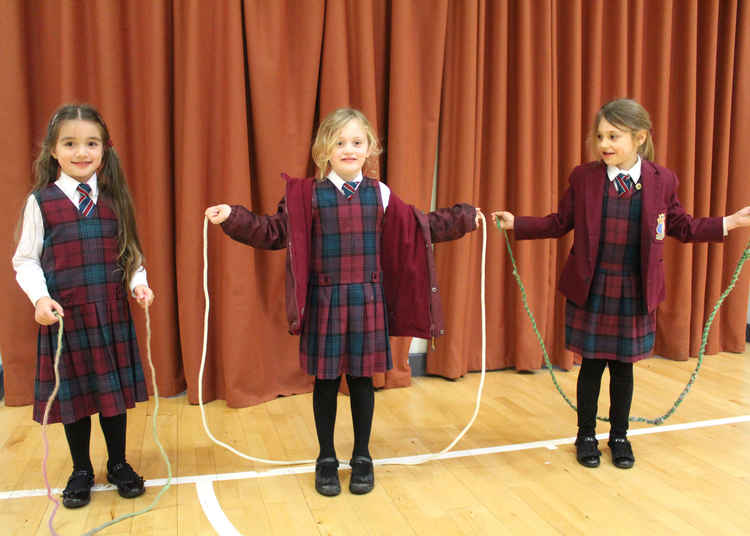 Children took it turns as form groups to skip and hop across the school hall