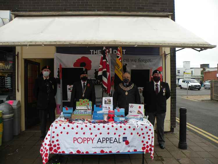 Kenilworth's Mayor Cllr Richard Dickson was able to join members of the Kenilworth Royal British Legion to help sell poppies today