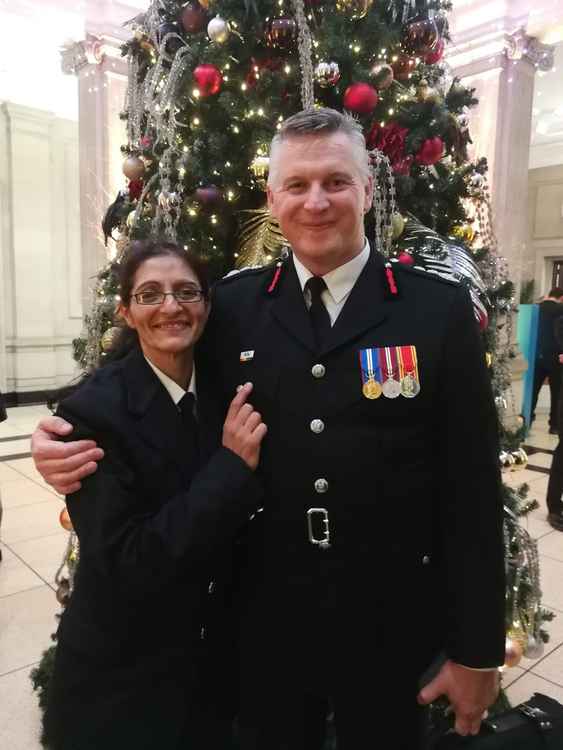 Alison with Chief of Warwickshire Fire and Rescue, Kieran Amos at an awards ceremony last December