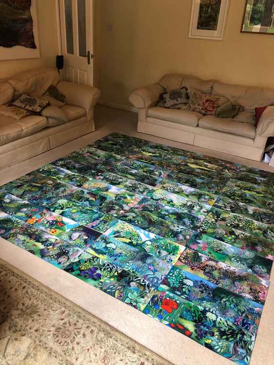 Michala can only fit a quarter of her paintings on the living room floor!