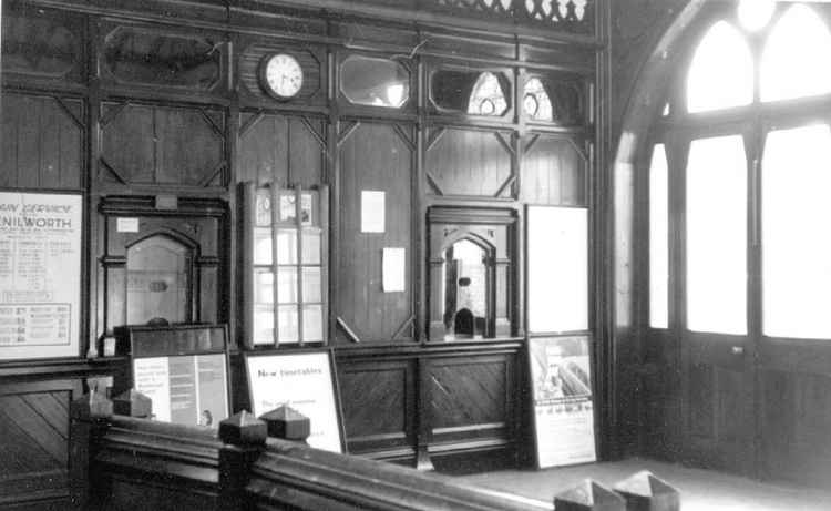 Kenilworth Station booking hall interior in 1964 (Reference - PH, 167/16, img - 1840 Warwickshire County Record Office)