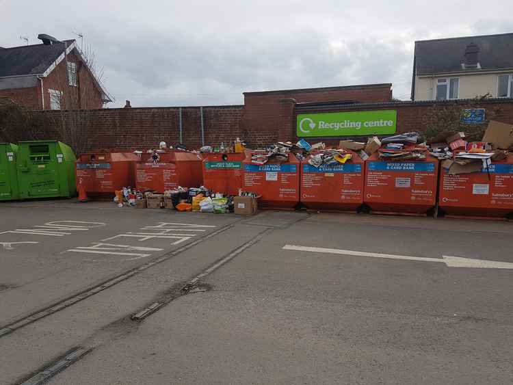 Sainsbury's recycling banks Monday March 8 (Clive Peacock)