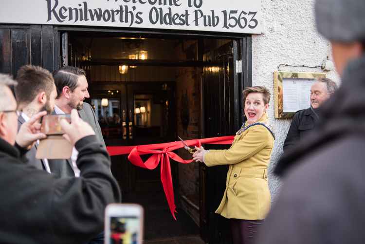 Then Mayor of Kenilworth Cllr Alison Firth cuts the ribbon at the V&C grand opening last March