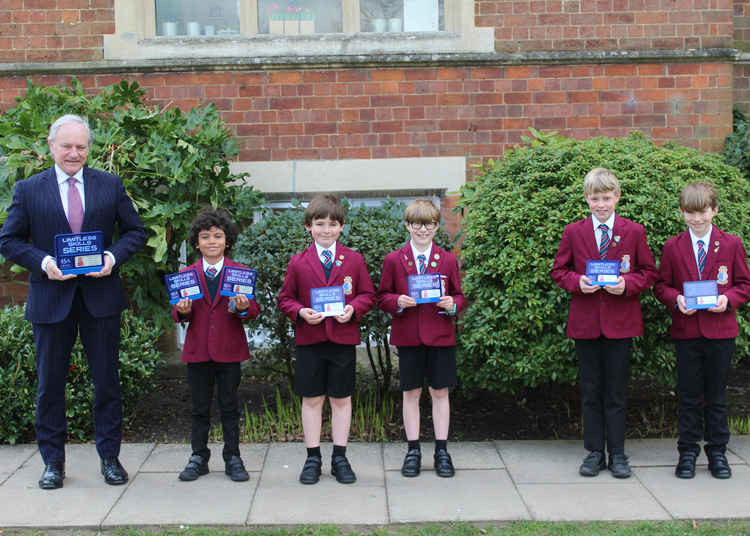 Left to right – Headmaster Rob Duigan, Isaac Fox, Ted Higginbotham, Arthur Cowell, George Moreton and Alfred Cowell