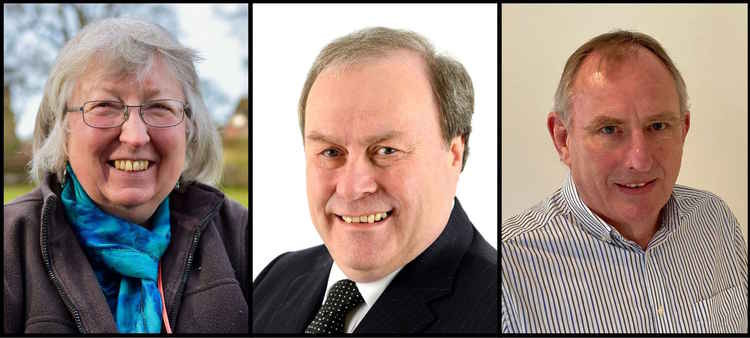 Tracey Drew (left), Cllr John Cooke (centre), and Adrian Marsh (right)