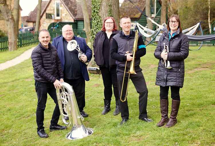 Royal Spa Brass Band with birthday girl Chloe Leonard, visiting from London.