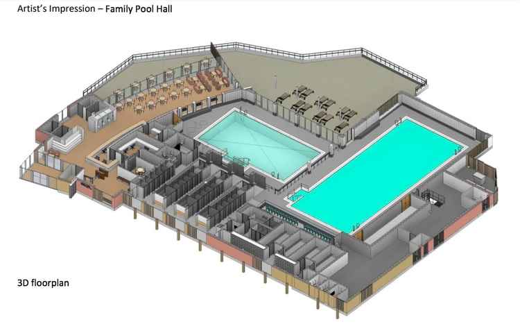CGI drawing of the proposed new leisure facility in Abbey Fields
