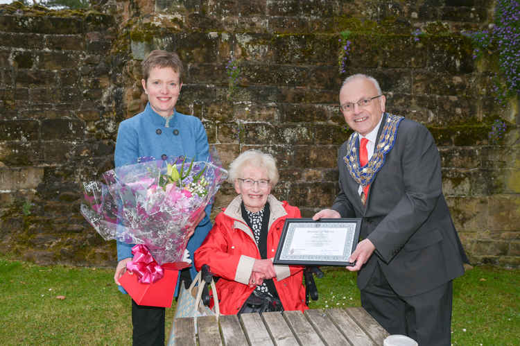 Audrey Price (seated) and daughter Alison Selwood accepted the award on behalf of the late Derek Price