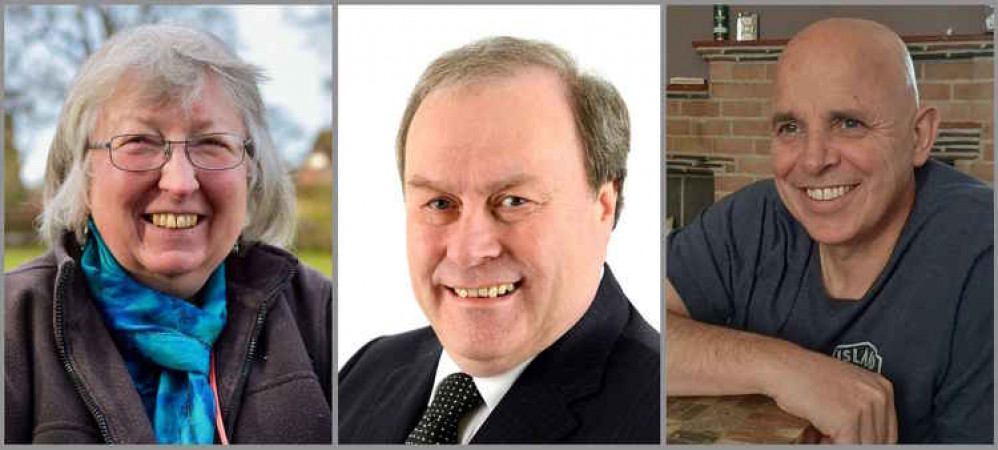 Cllr Tracey Drew (left), Cllr John Cooke (centre), and Cllr Richard Spencer (right)