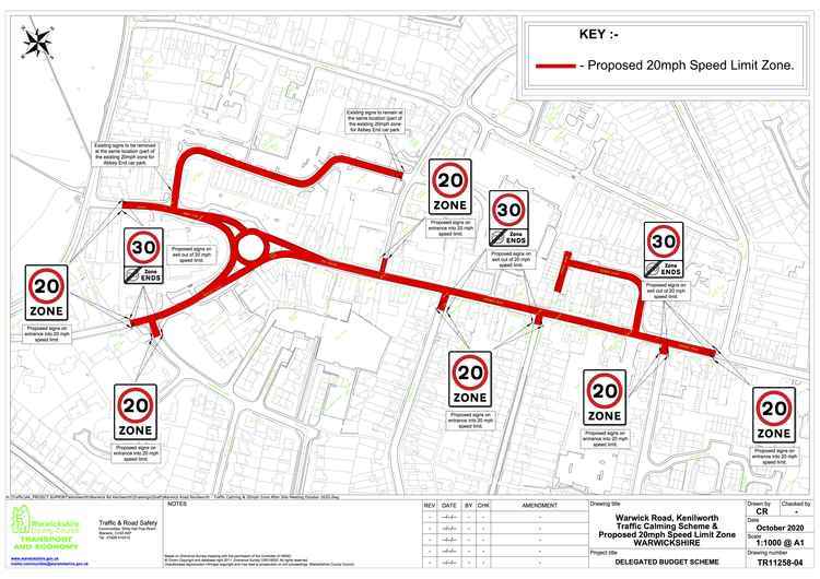 Proposed 20mph zone for Kenilworth