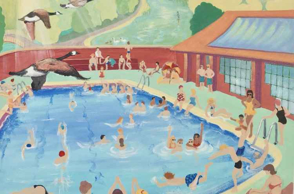 The Karen Pittaway image of the outdoor activities at Kenilworth Lido