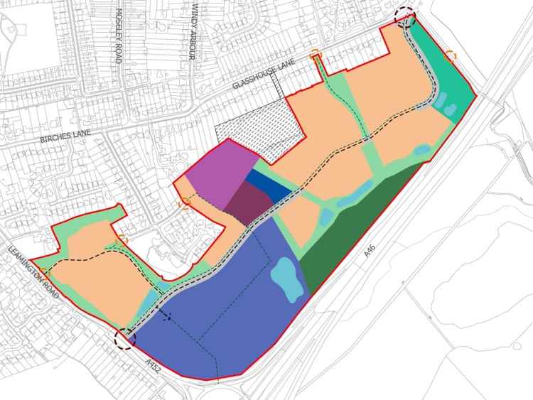 Image shows the access from the A452 circled in black at the bottom (Image via Planning Application)