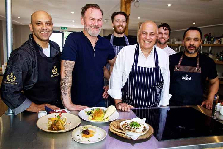 Jay Alam, Glynn Purnell, George Cambridge, Andreas Antona, Tobias Reutt and Baabzi Miah. Photo by David Fawbert Photography.