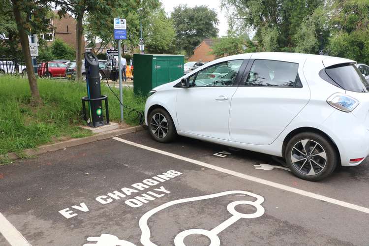 An electric car charging at West Rock car park in Warwick