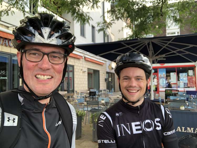 Cllr Andrew Milton (left) invited KNN editor James Smith (right) on a commute by bicycle from Kenilworth to Leamington Spa last Thursday