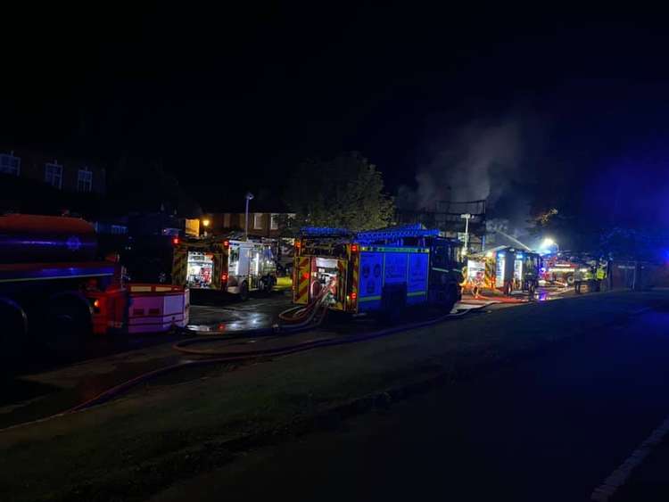 Firefighters tackled the blaze through the night (Image via Kenilworth Fire Station)