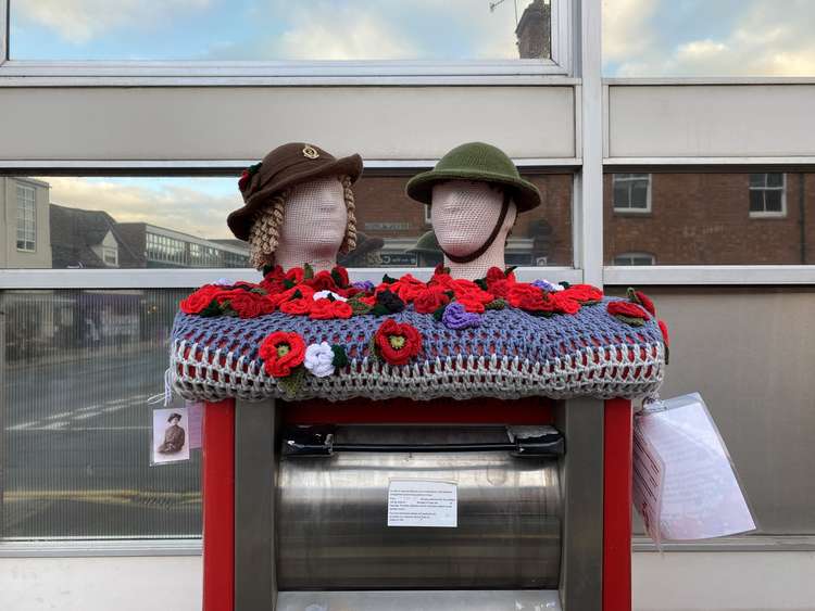 Yarn bombing outside the post office